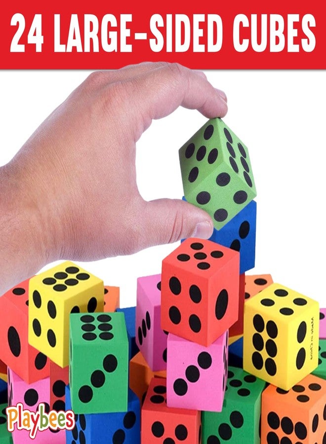 Playbees Big Foam Dice Set - 24-Pack, Jumbo, and Colorful Dice for Kids - Ideal for Boosting Math Skills in The Classroom, Great Gifts, and Party Fun - Image 3